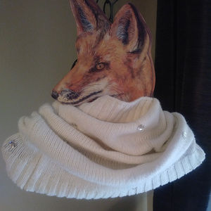 Ivory Circle Cowl Neck Scarf